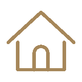 Icono minimalista de una casa payesa mallorquina, logo de Mallorca Properties Guide